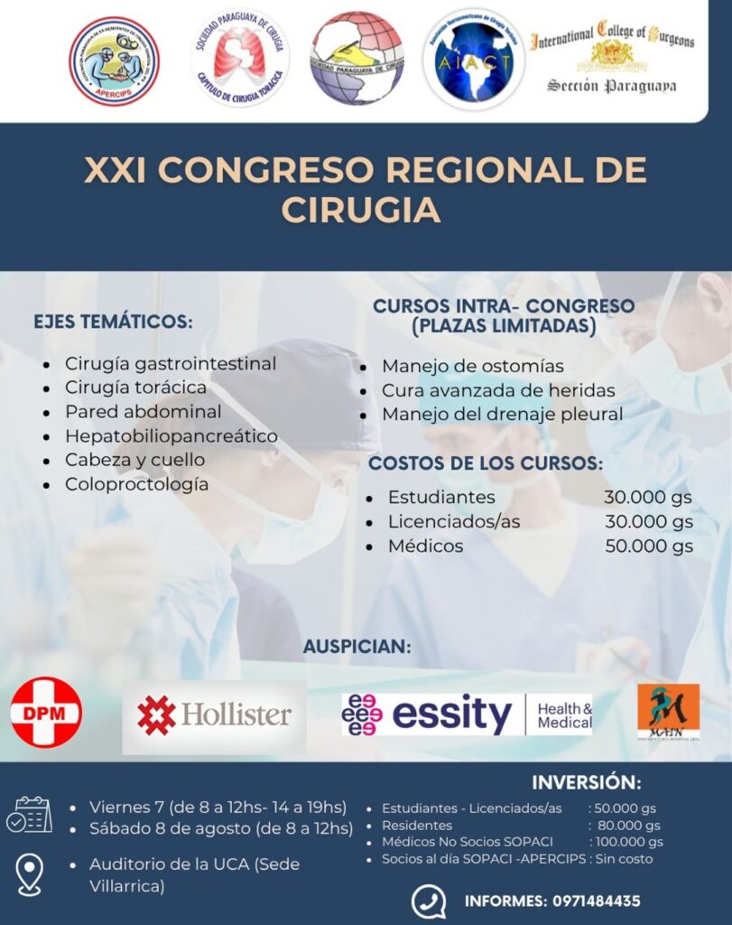 Viernes 7 ( de 8 a 12 hs - 14 a 19 hs) | Sábado 8 de agosto (de 8 a 12 hs)
Auditorio de la UCA (Sede Villarrica)